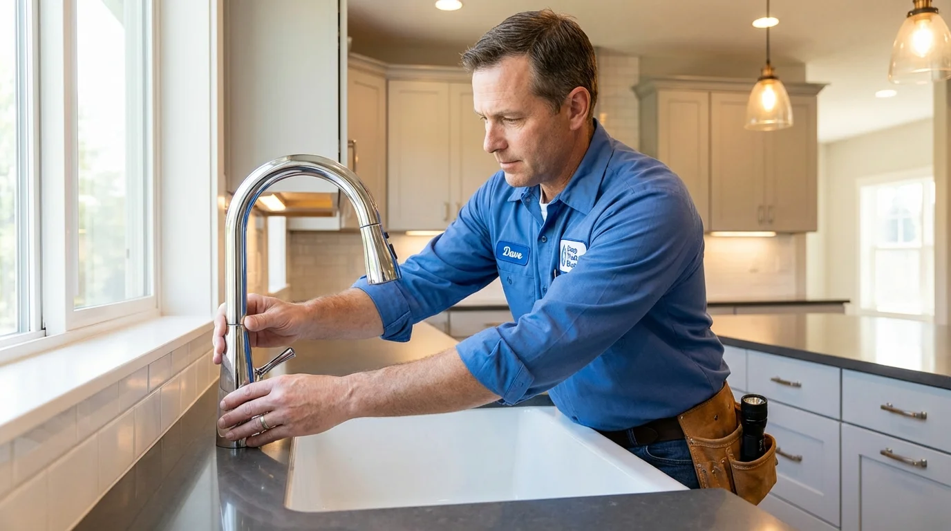 Kitchen faucet installation by Johns Plumbing LLC in Center